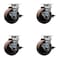 Service Caster 5'' High Temp Glass Filled Nylon Swivel Caster Set w/Roller Bearing and Brake, 4PK SCC-20S520-GFNRHT-TLB-4 - alternate 1
